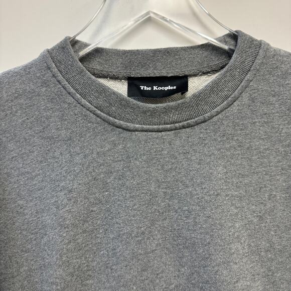 The Kooples Gray Crewneck Skull Embroidered Sleeve Sweatshirt Sz M - Picture 3 of 9